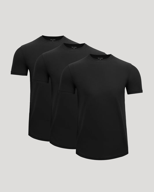All Black Active Curved Hem Crew 3-Pack