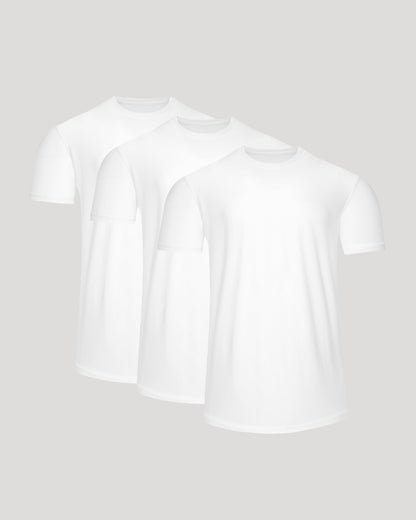 All White Active Curved Hem Crew 3-Pack