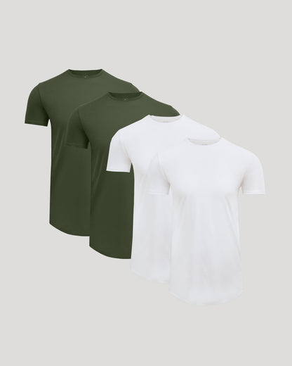 Tall Pima Cotton Blend Curved Hem Crew 4-Pack