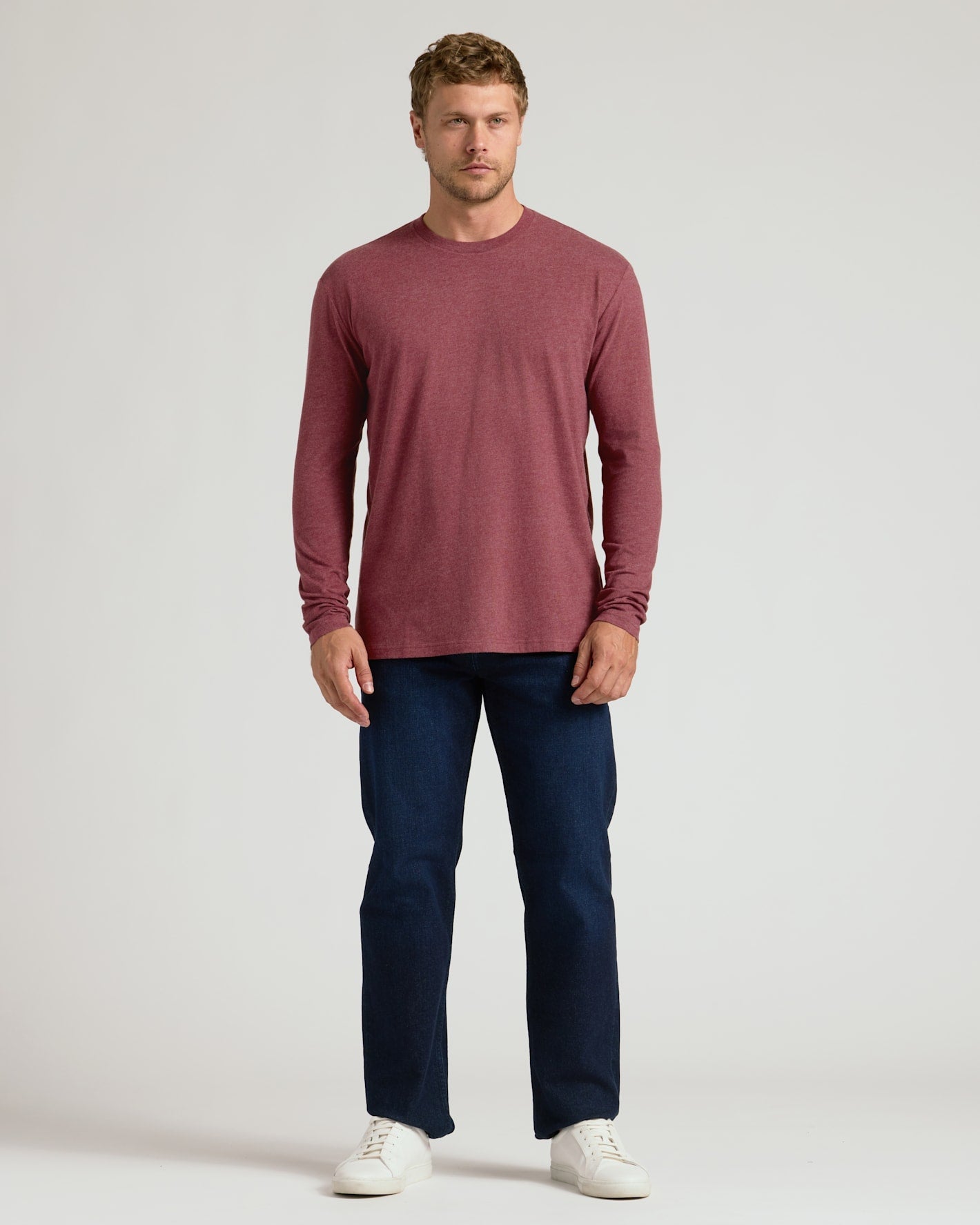 Dark Heather Rustic Apple Classic Long Sleeve Crew Neck