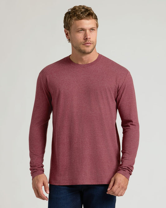 Dark Heather Rustic Apple Classic Long Sleeve Crew Neck