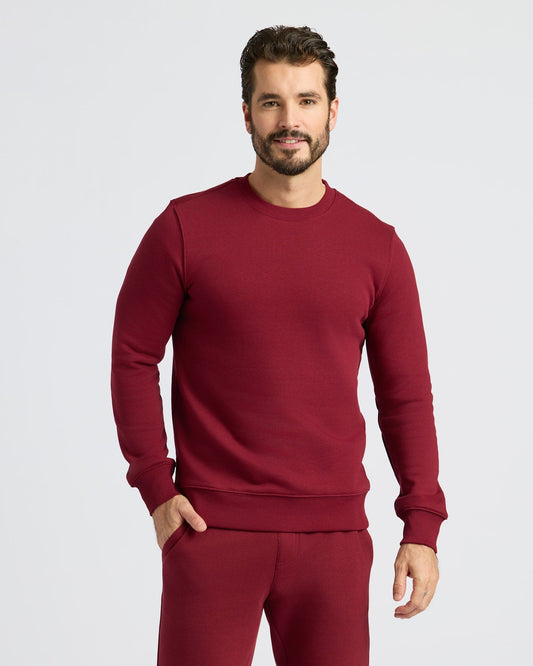 Dark Maroon Fleece French Terry Pullover Crew Neck