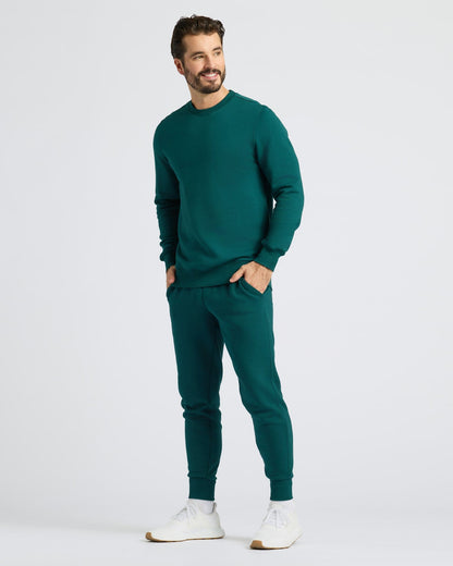 Deep Emerald Fleece French Terry Pullover Crew Neck