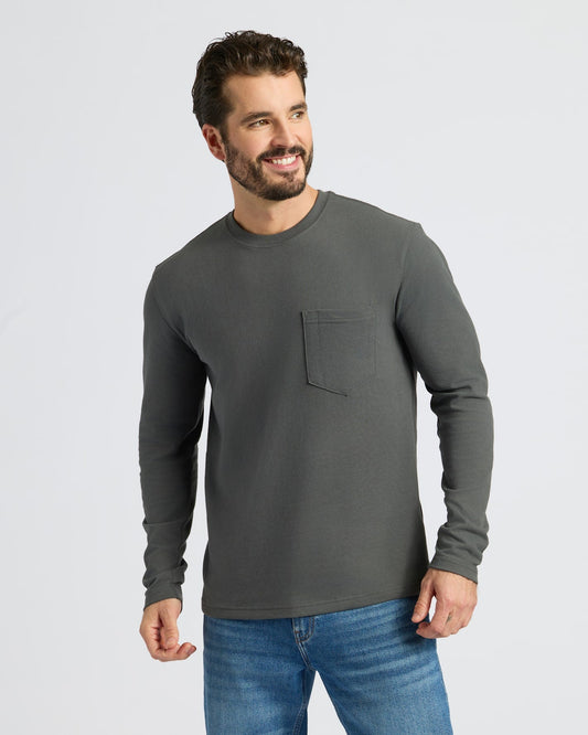 Carbon Heavyweight Long Sleeve Pocket Crew
