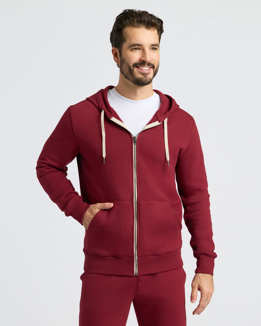 Dark Maroon Fleece French Terry Zip Hoodie