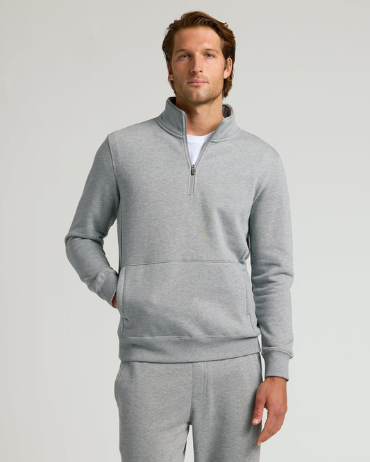 Dark Heather Gray Quarter Zip Fleece Sweatshirt