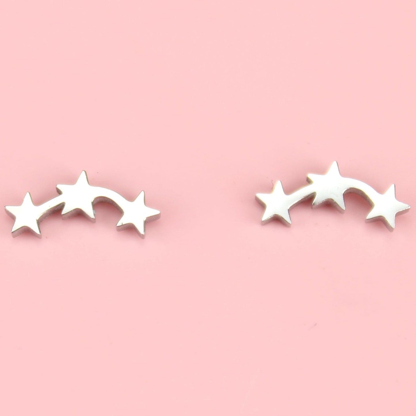 Triple Curved Star Stud Earrings