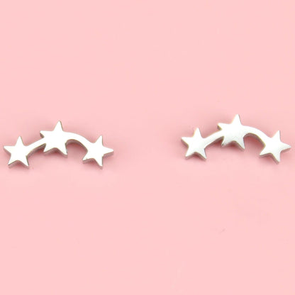 Triple Curved Star Stud Earrings