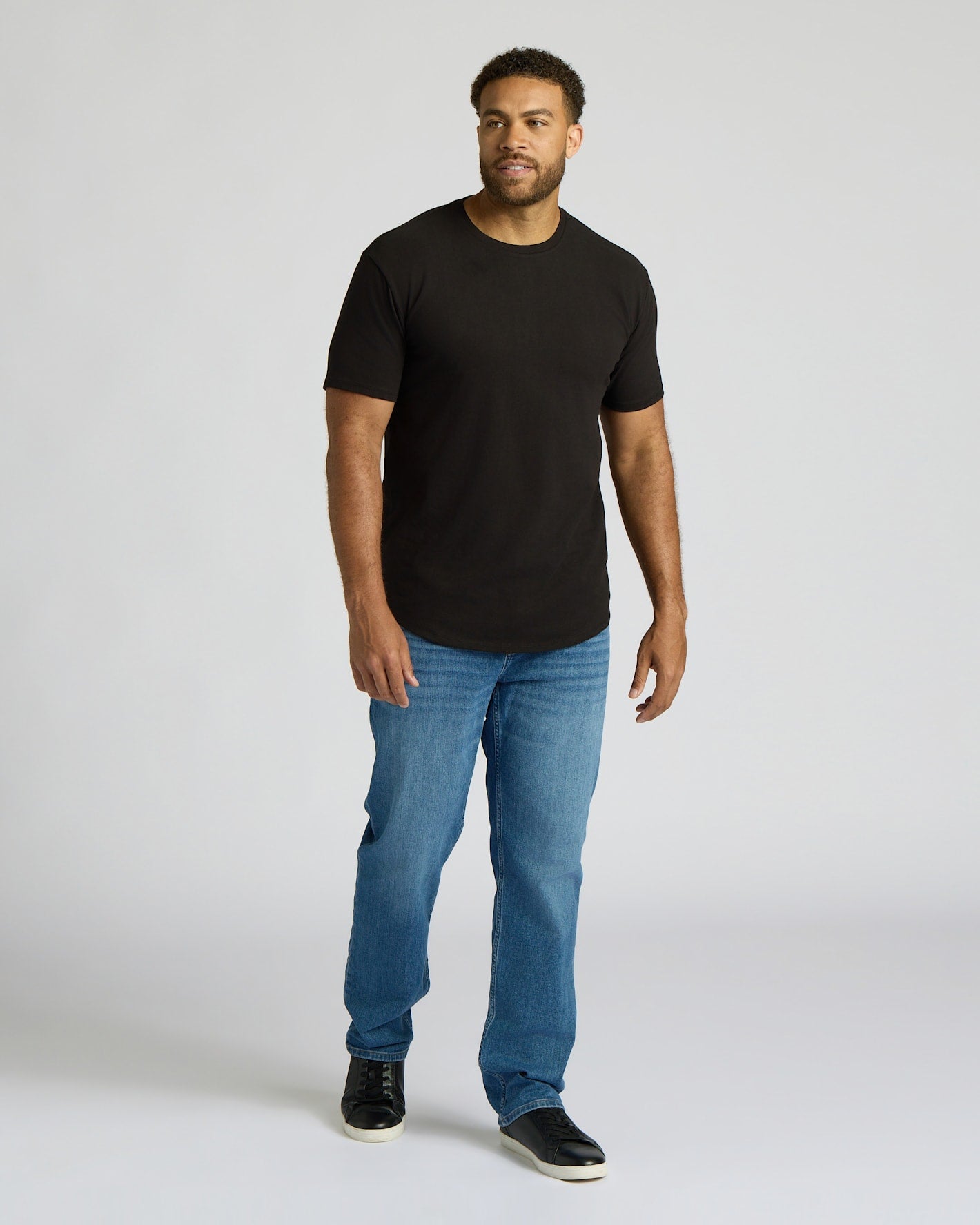 Black Tall Heavyweight Curved Hem Crew