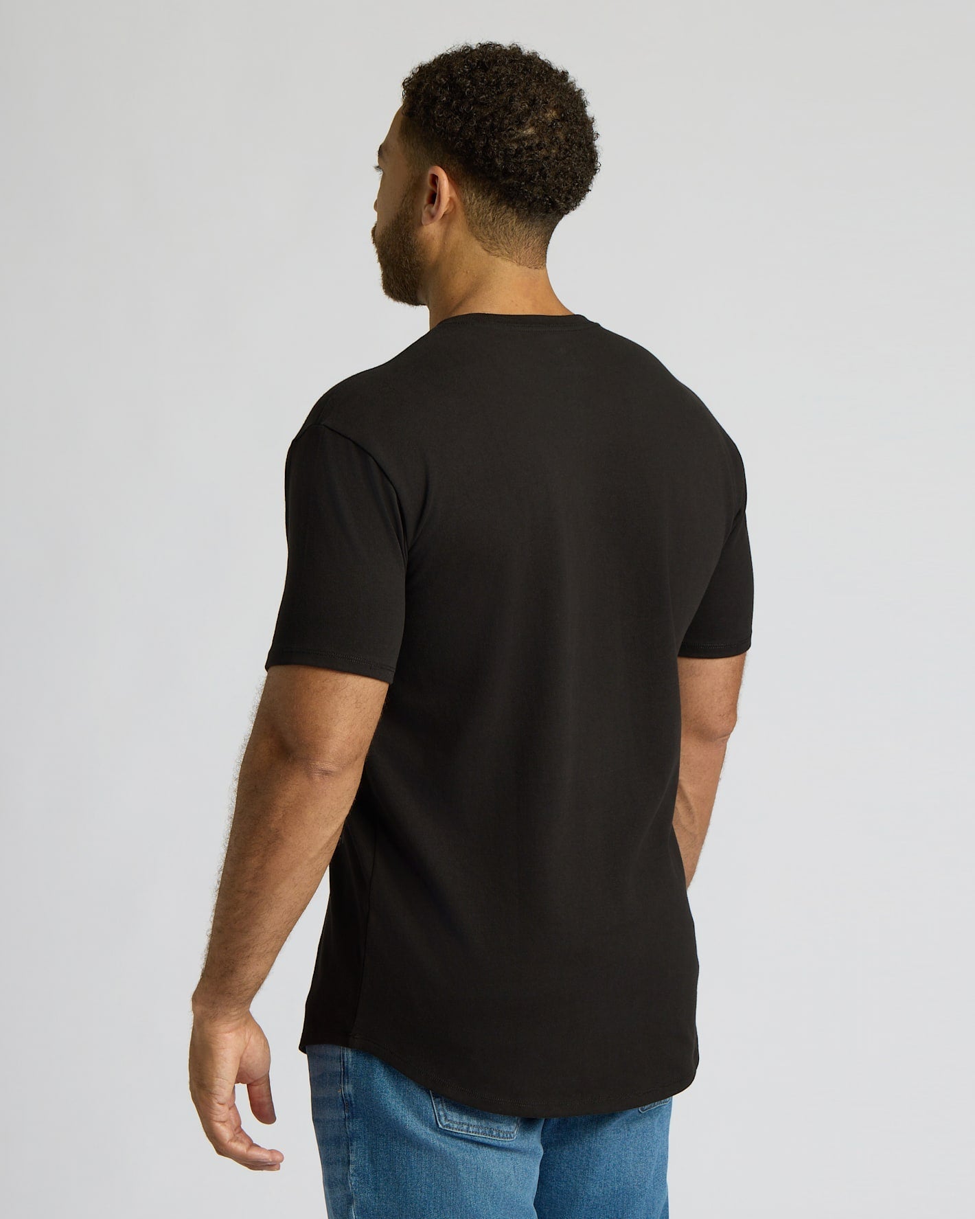 Black Tall Heavyweight Curved Hem Crew