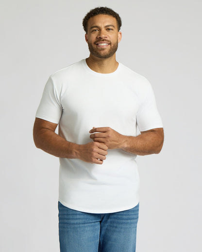 White Tall Heavyweight Curved Hem Crew