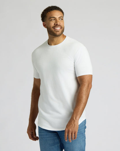 White Tall Heavyweight Curved Hem Crew