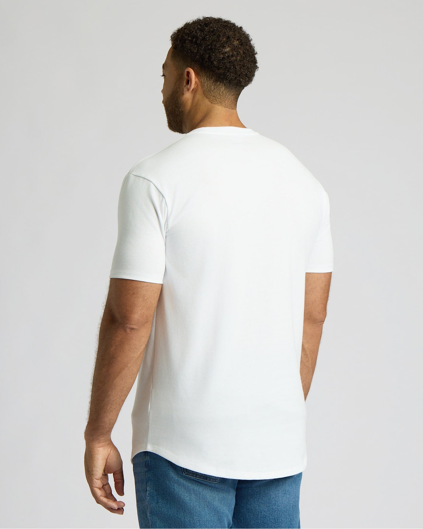 White Tall Heavyweight Curved Hem Crew