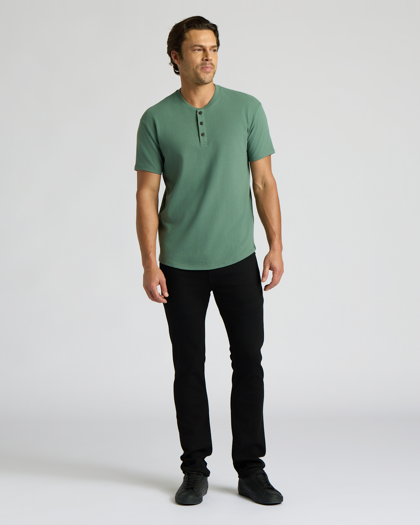 Neo Fern Heavyweight Curved Hem Henley