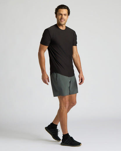 Black Active Curved Hem Crew