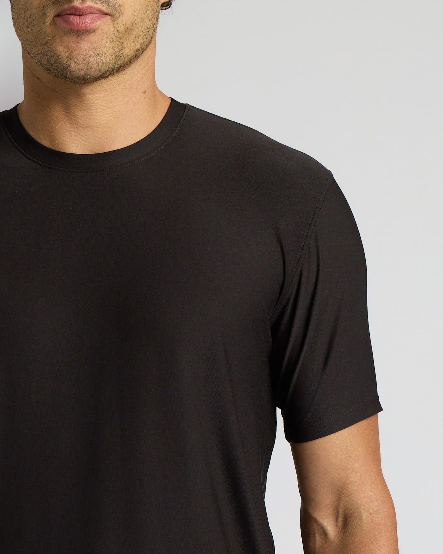 Black Active Curved Hem Crew