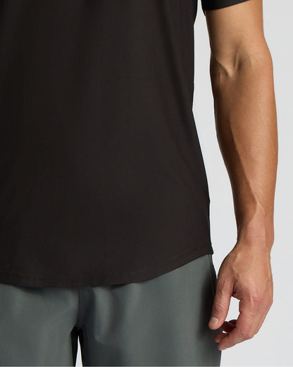 Black Active Curved Hem Crew