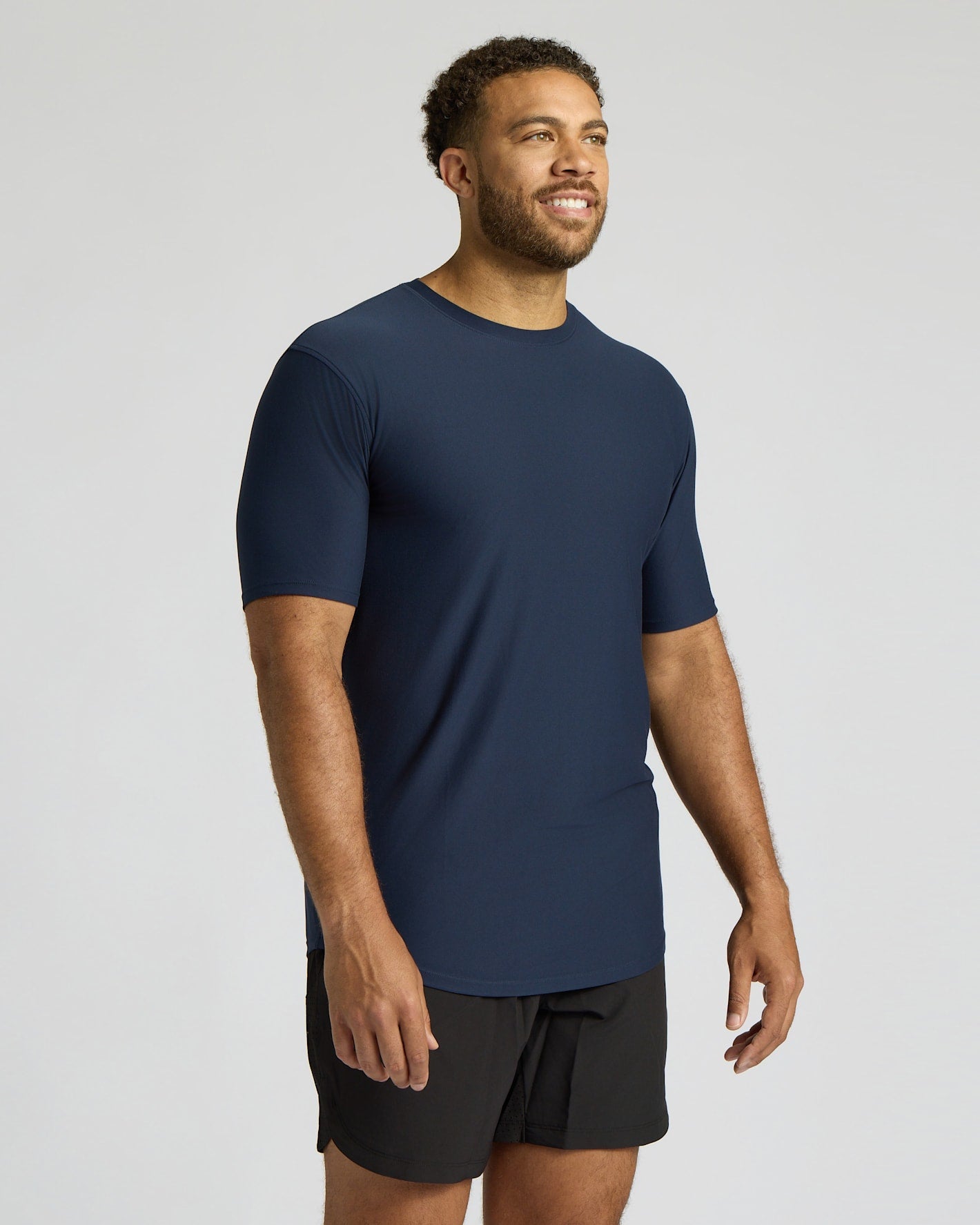 Navy Tall Active Curved Hem Crew