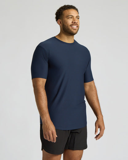 Navy Tall Active Curved Hem Crew