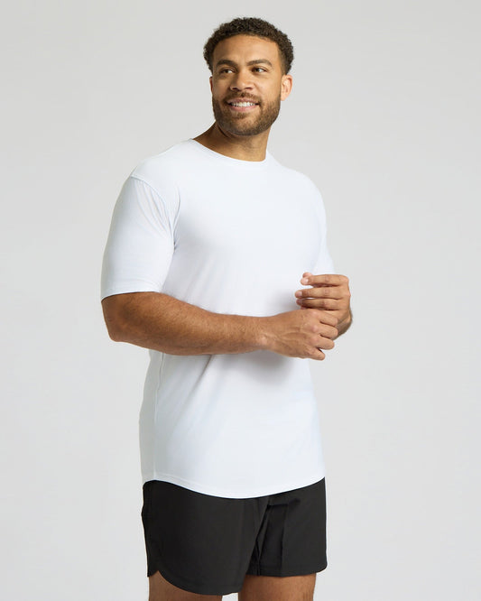 White Tall Active Curved Hem Crew