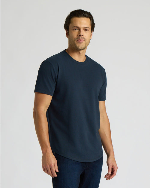 Navy Heavyweight Curved Hem Crew
