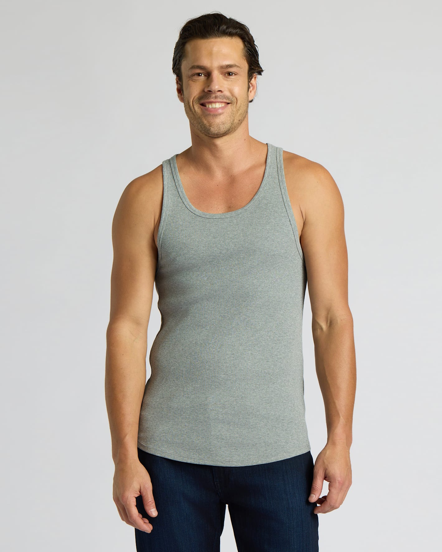 Heather Gray Ribbed Curved Hem Tank