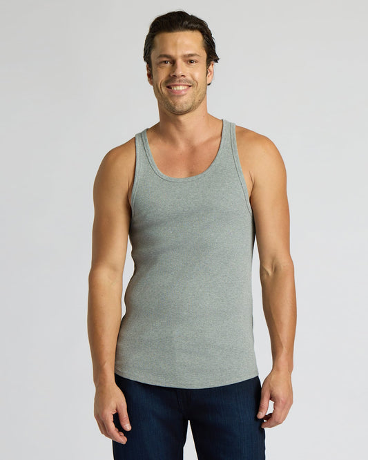 Heather Gray Ribbed Curved Hem Tank