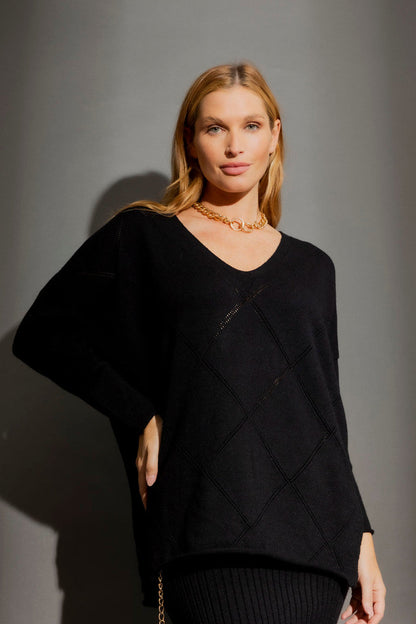 Black Criss-Cross V-Neck Jumper Black S