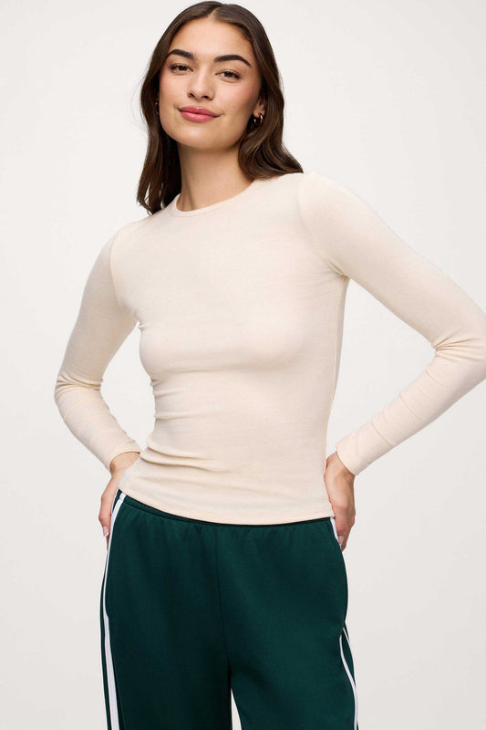 Slinky Rib Long Sleeve Shirt | Bone