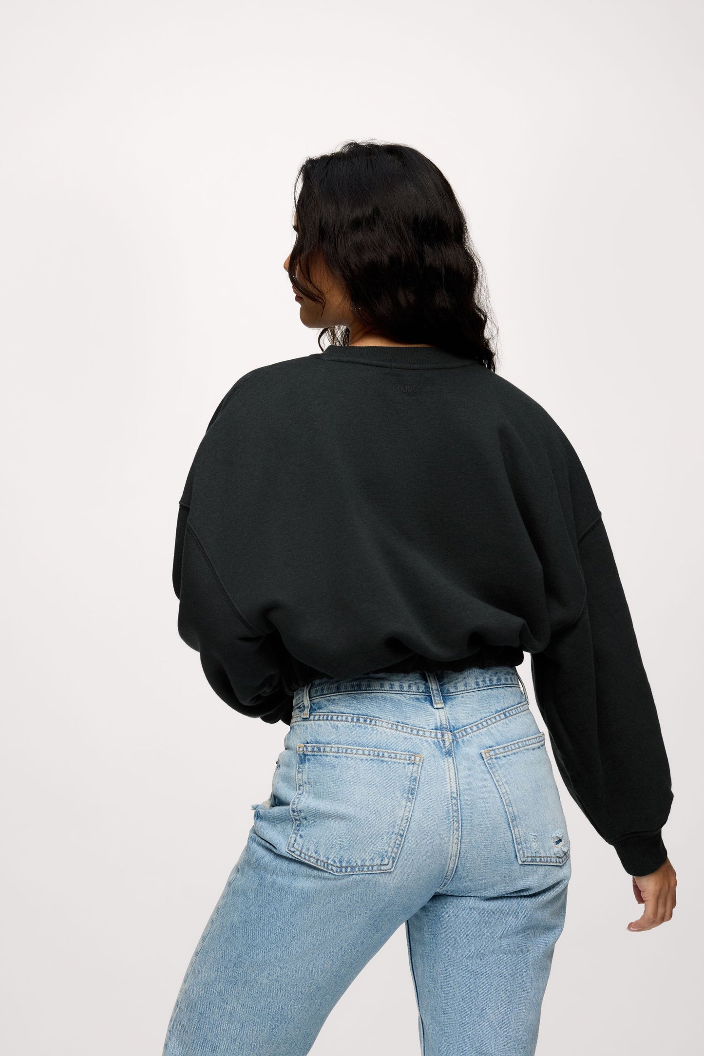 Vintage Fleece Cinch Waist Sweatshirt | Black