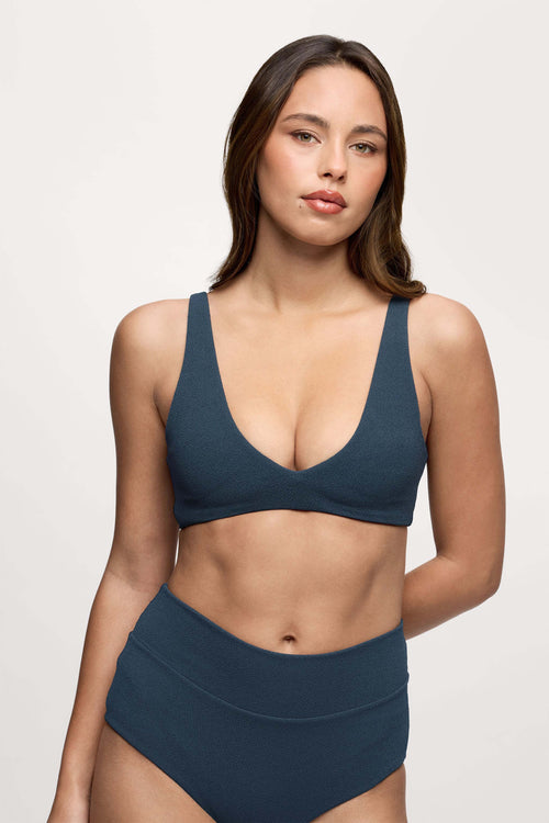 Plunge Bikini Top | Crispy Navy