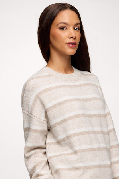 Cozy Knit Stripe Sweater | Oat Stripe
