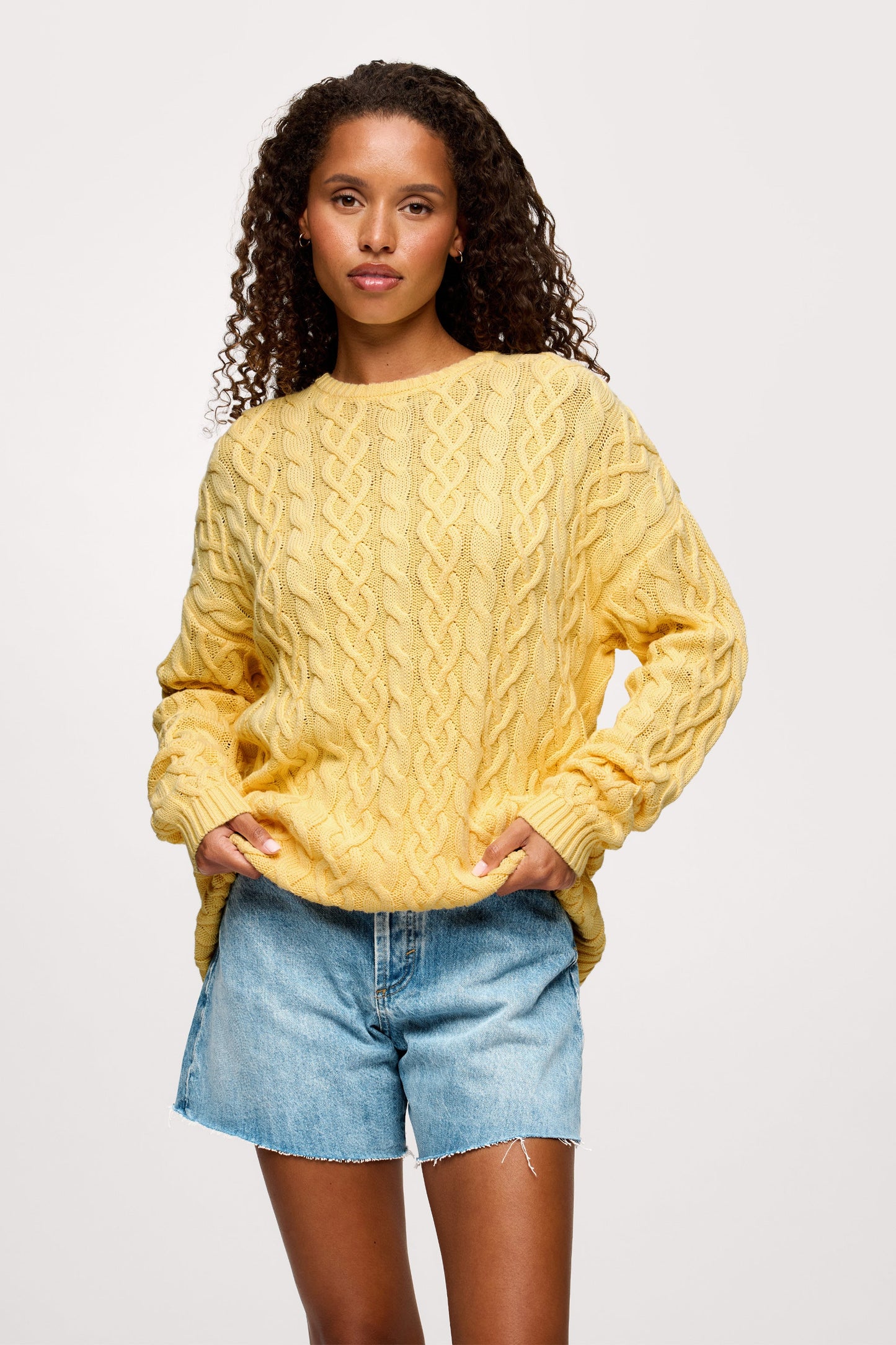 Lightweight Cable Sweater | Lemon