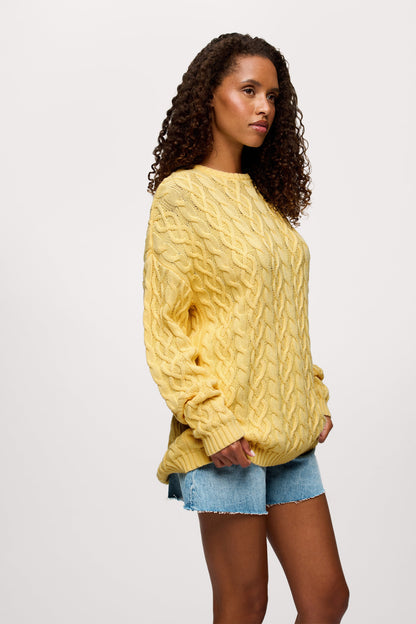 Lightweight Cable Sweater | Lemon