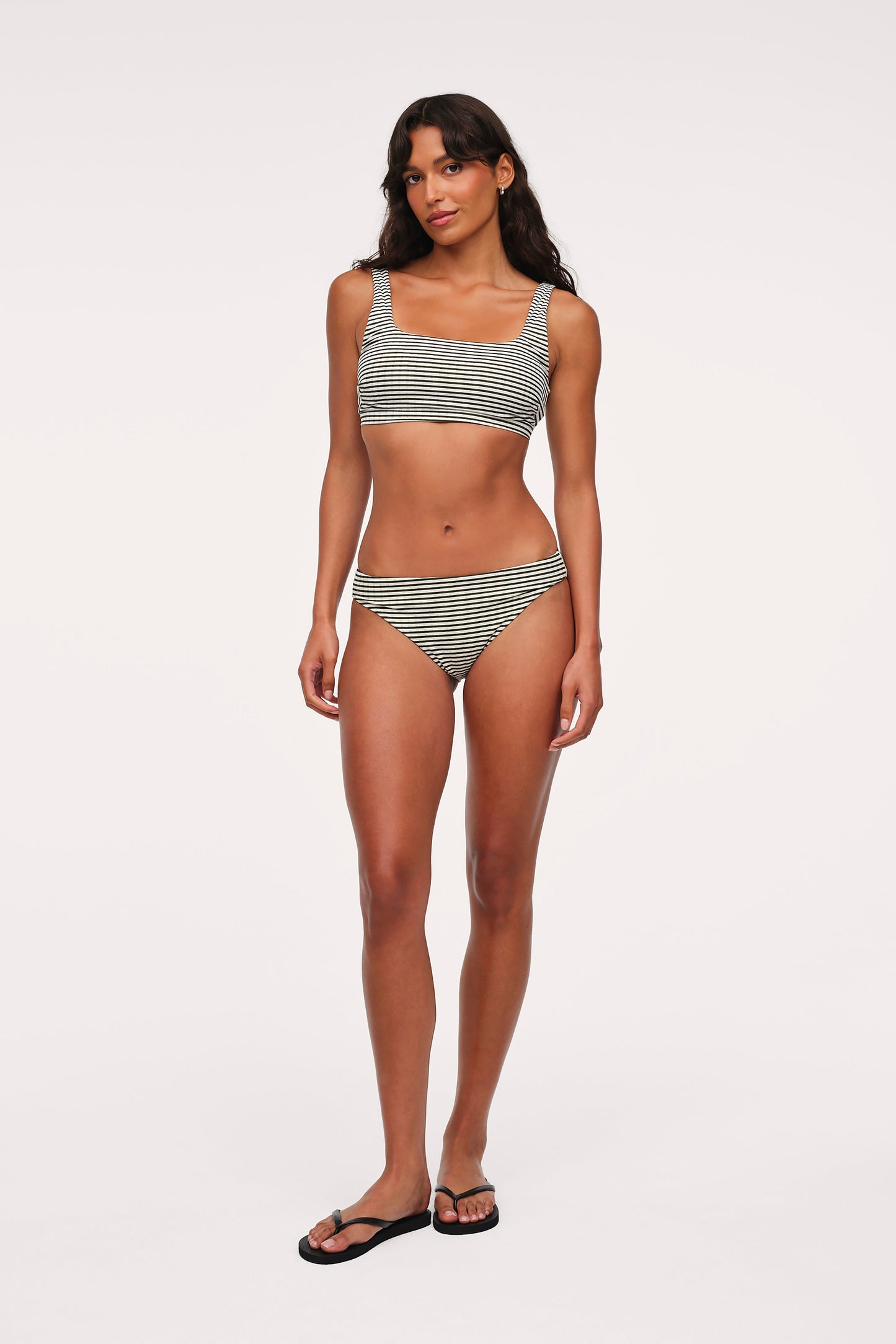 Square Neck Bikini Top | Olive Stripe