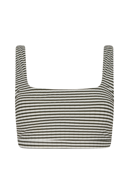 Square Neck Bikini Top | Olive Stripe
