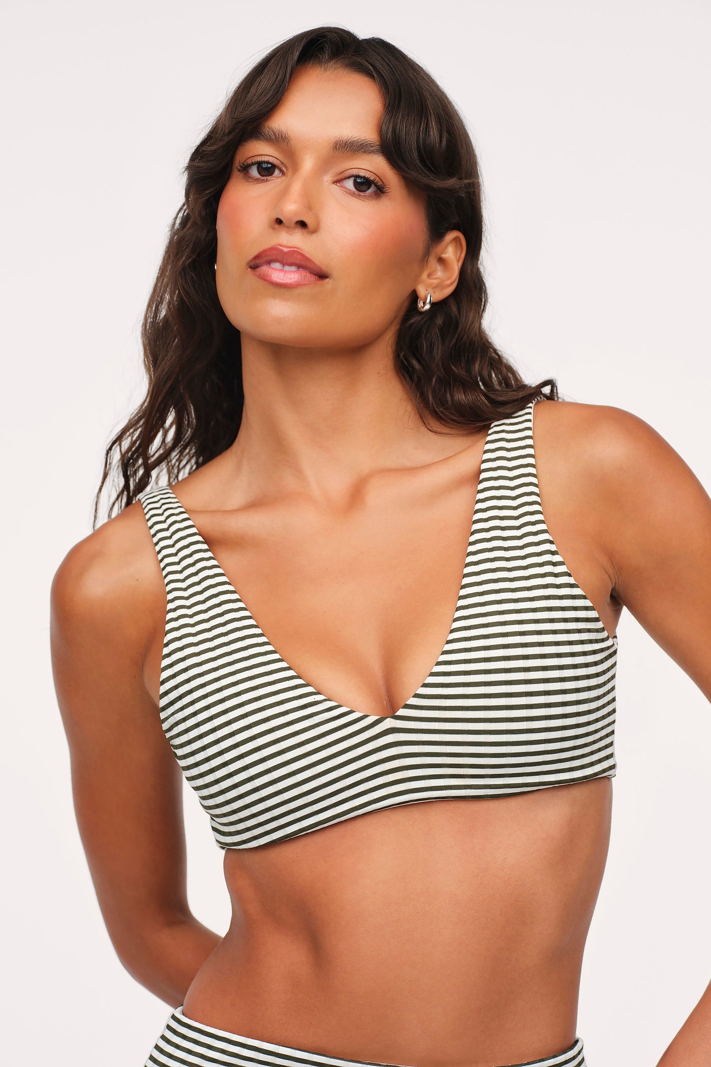 Plunge Bikini Top | Olive Stripe