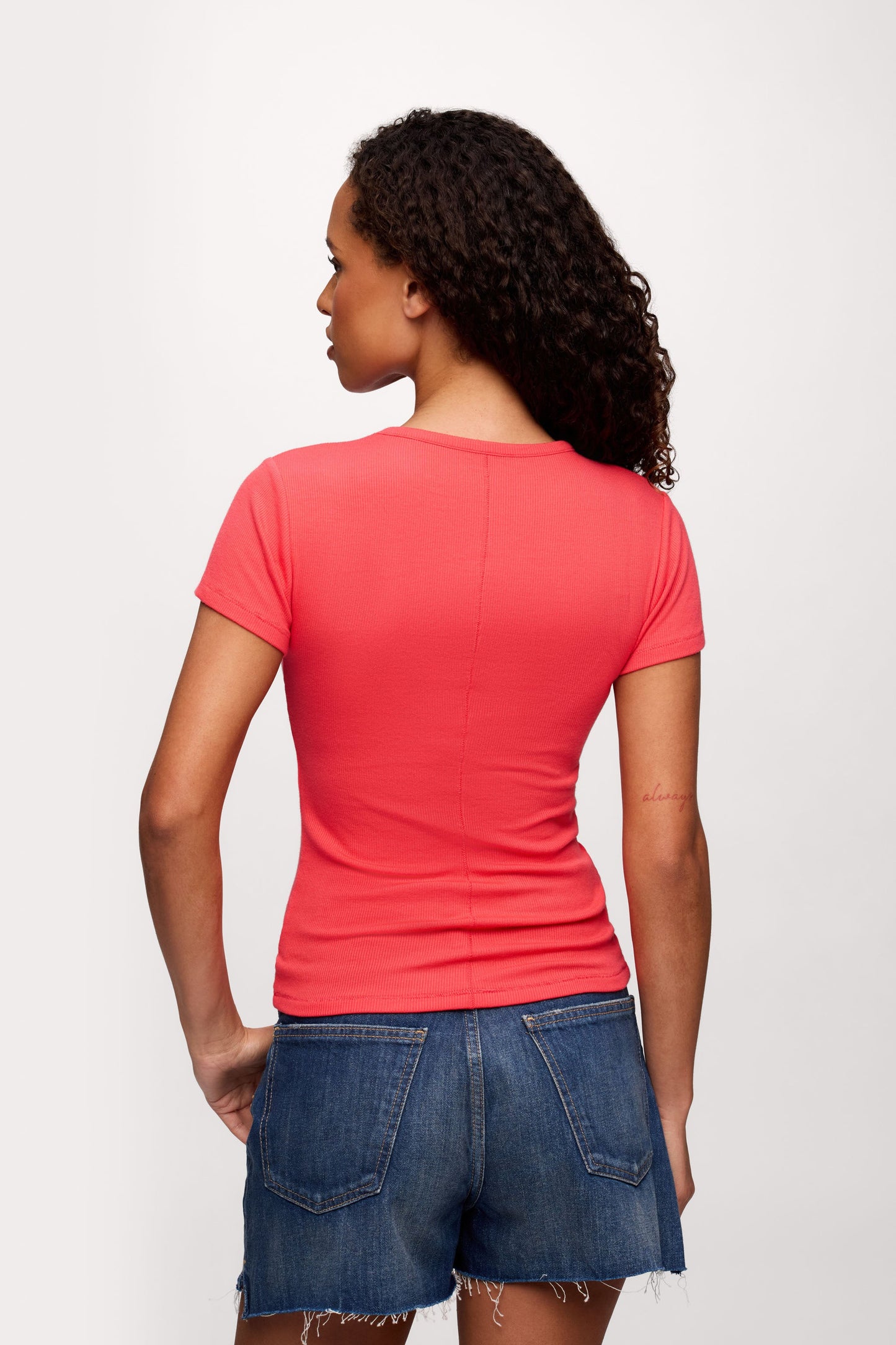 Slinky Rib Tee | Hibiscus