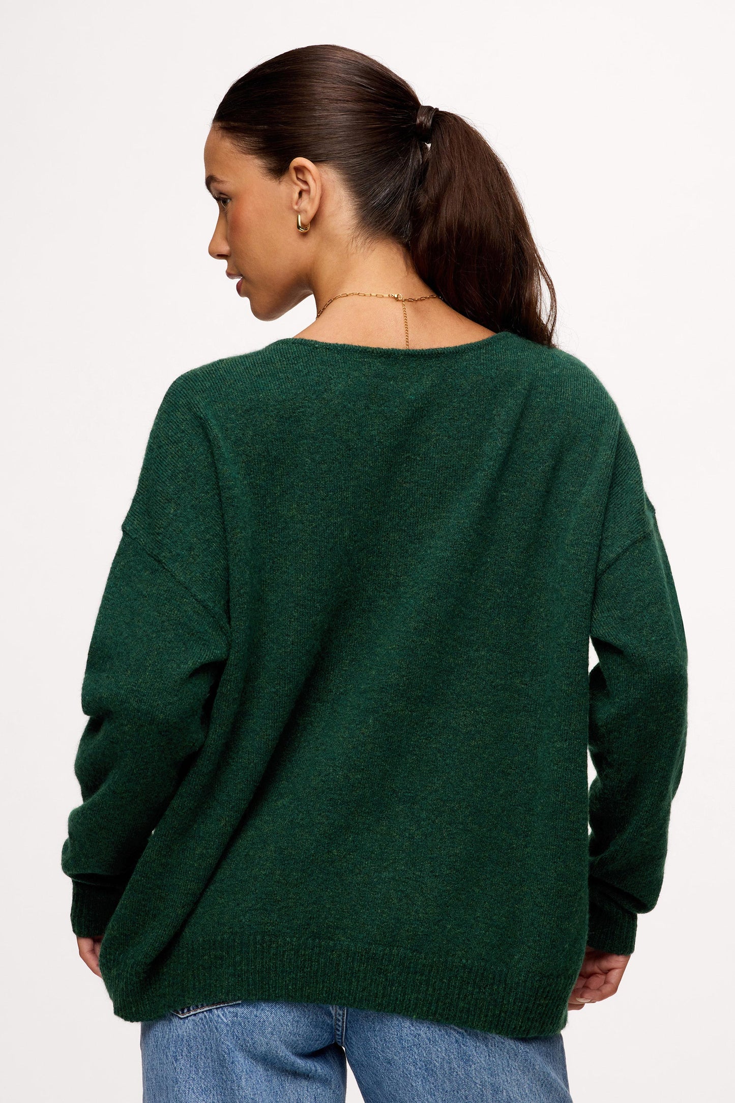 Cozy Knit V-Neck Sweater | Hunter