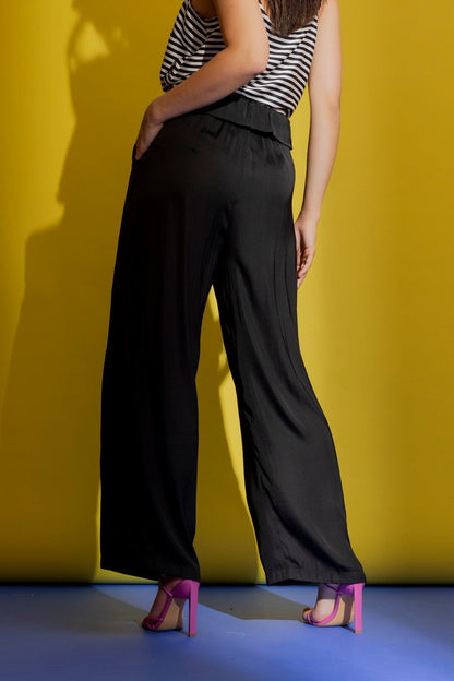 Black Paperbag Silky Pant