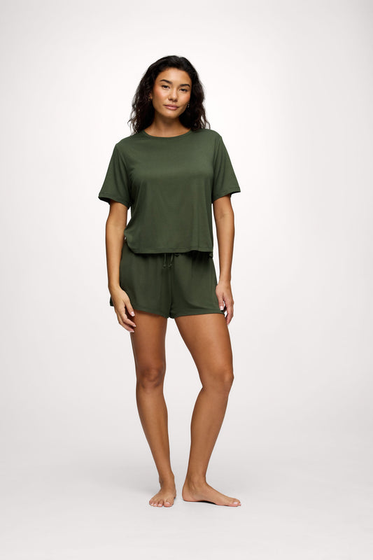 Pajama Short Set | Darkest Olive
