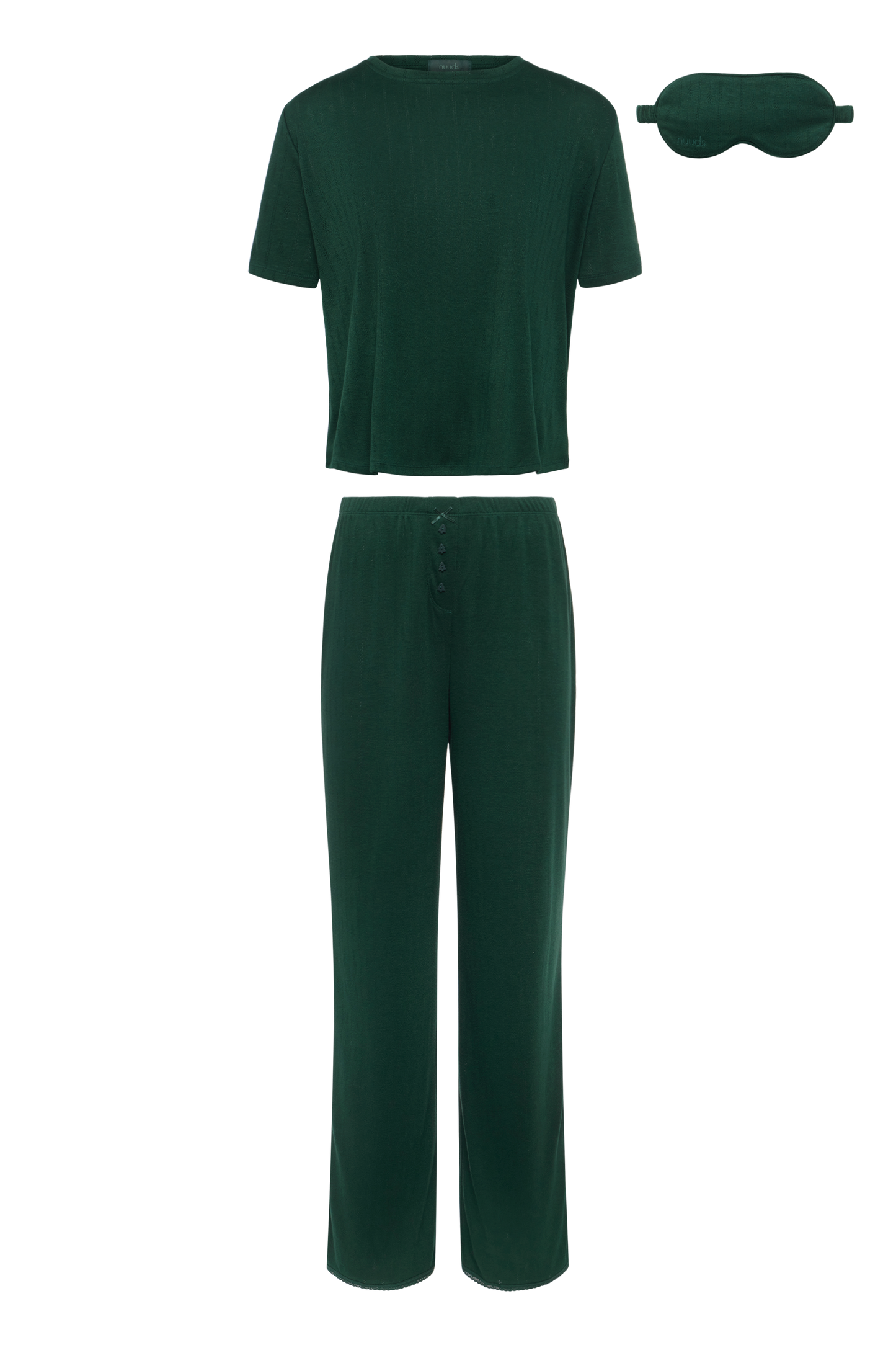 Tree Pointelle Pajama Set with Sleep Mask | Hunter