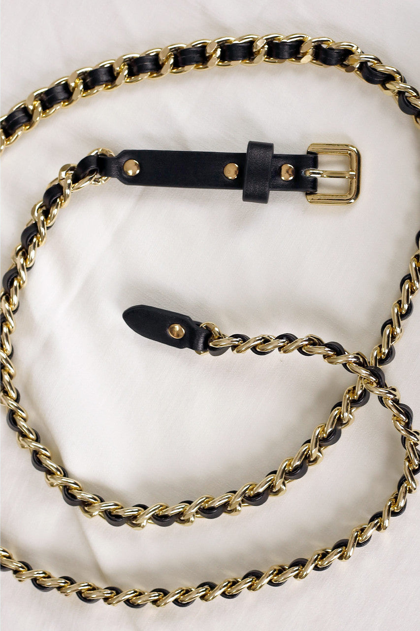 Black And Gold Chain Belt