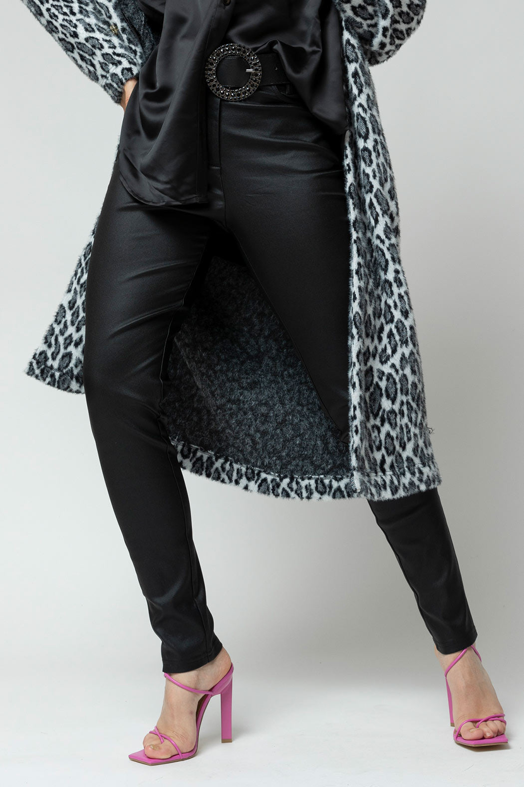Black Waxed Slim Leg Pant- Sale
