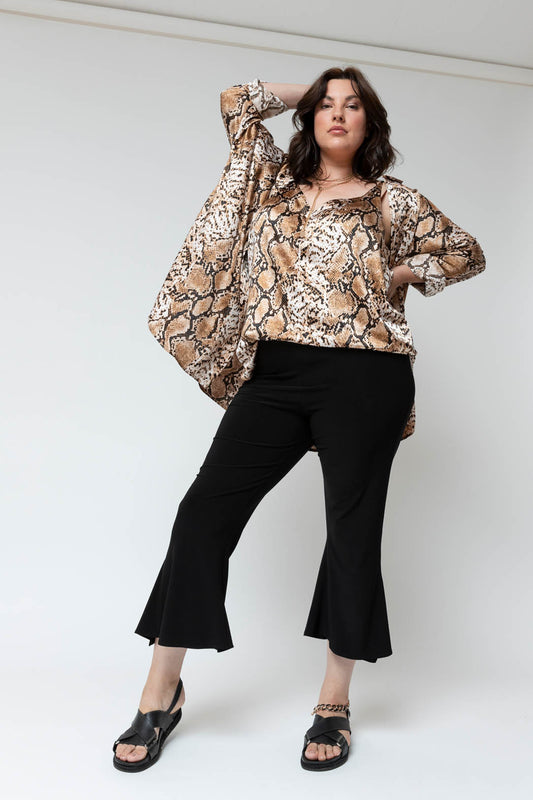 Black Superior Jersey Crop Flare Pant