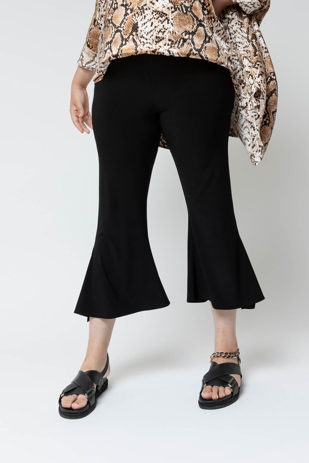 Black Superior Jersey Crop Flare Pant