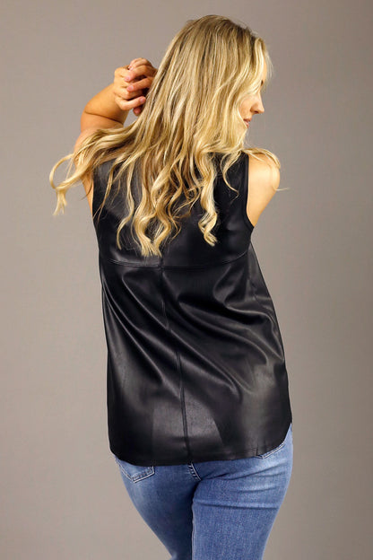 Black Vegan Leather Matrix Cami - SALE