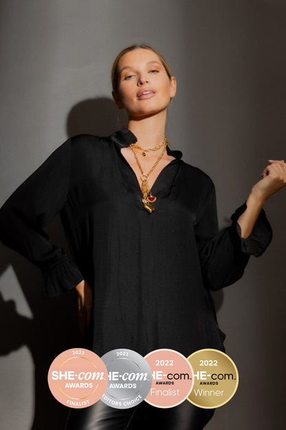 Black Ruffle Blogger Shirt
