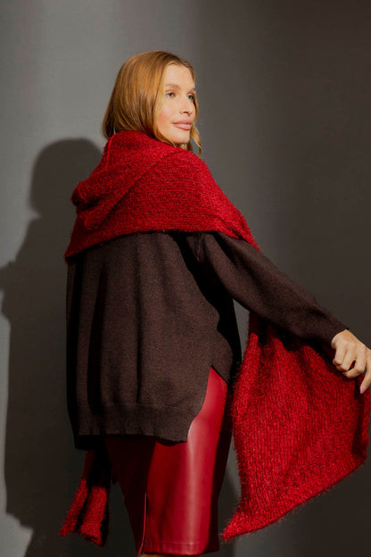Burgundy Hoodie Scarf Burgundy O/S