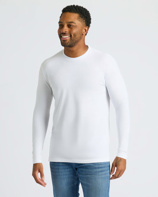 White Classic Long Sleeve Crew Neck